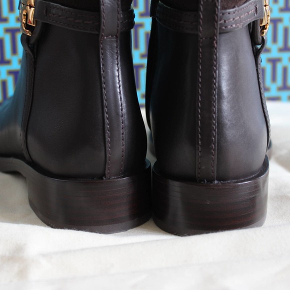 Tory Burch Miller Brown Leather Logo Knee High Tall Riding Boots - Picture 7 of 12